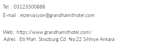 Grand Hamit Hotel telefon numaralar, faks, e-mail, posta adresi ve iletiim bilgileri